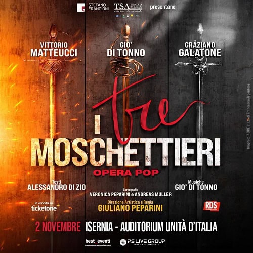 Tre Moschettieri a Isernia. L'anteprima nazionale del musical che inaugura il tour in Italia