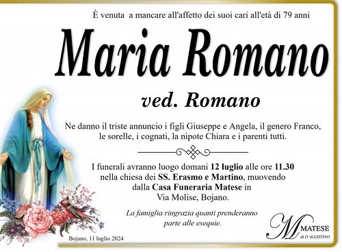 Necrologi Maria Romano Bojano.