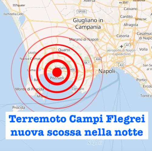 Terremoto Campi Flegrei nuova scossa nella notte